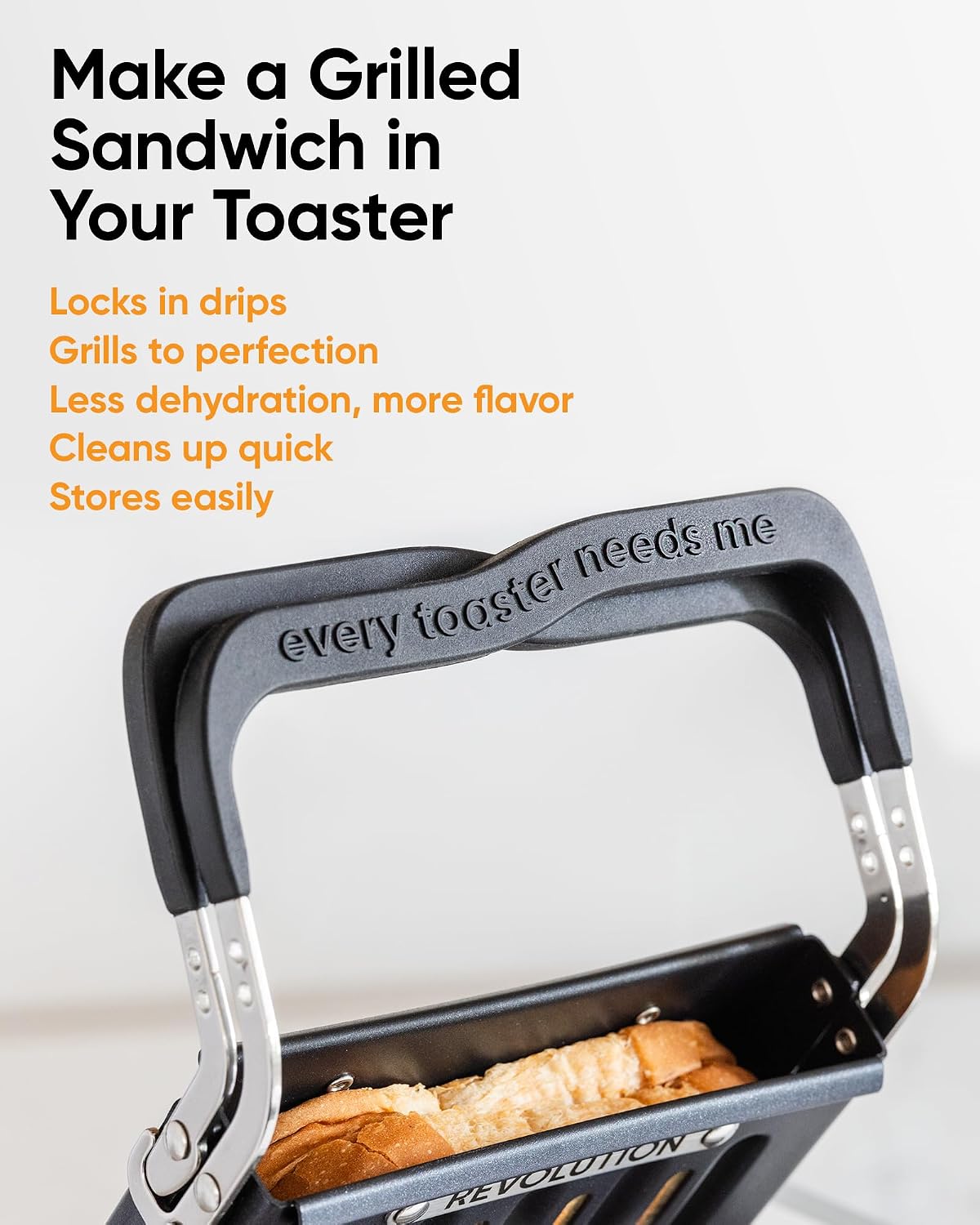 Revolution Toastie Press (Works With All Toasters) Conveniently Toast Delicious Grilled Cheeses, Quesadillas, and Paninis in Your Toaster
