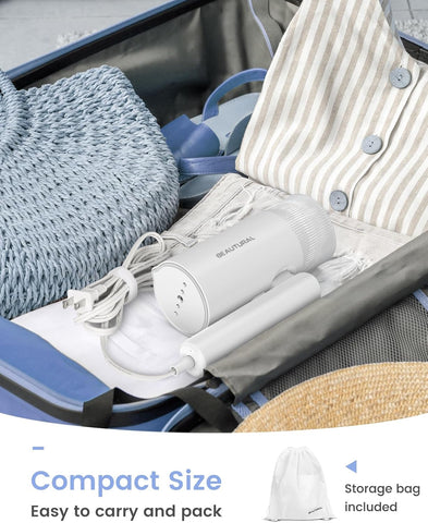 BEAUTURAL Travel Steamer for Clothes, Portable and Handheld, 1000W, White