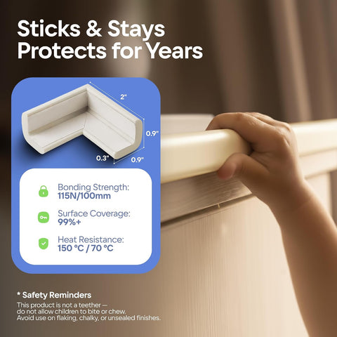 Komfortology Baby Proofing Edge Guard 18ft, 8 Corners, White
