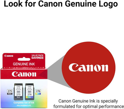 Canon PG-275 / CL-276 Genuine Ink Value Pack (2 Cartridges), Compatible with TS3520/3522/4722/3720/3722, TR4720 (Pack of 12)