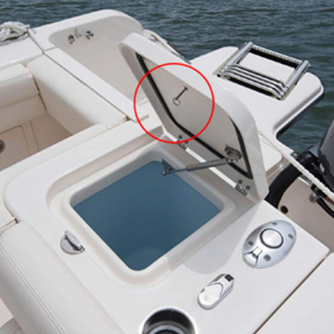 NRC&XRC Stainless-Steel 316 Hatch Cover Pull Handle with Spring Hidden Pin Button for Fishing Boat Yacht Dia.:1/4”,Total Length:2-1/8”