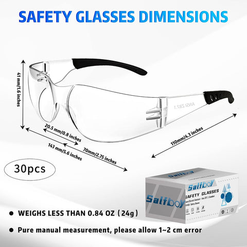 Salfboy Ansi Z87.1 Certified Safety Glasses, Bulk Protection Glasses
