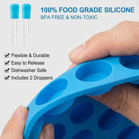 Round Gummy Candy Molds - 220 Cavity Silicone Candy Molds with 2pcs Dropper for Hard Candy, Gummy, Caramels, Chocolate, Ganache, Ice Cubes
