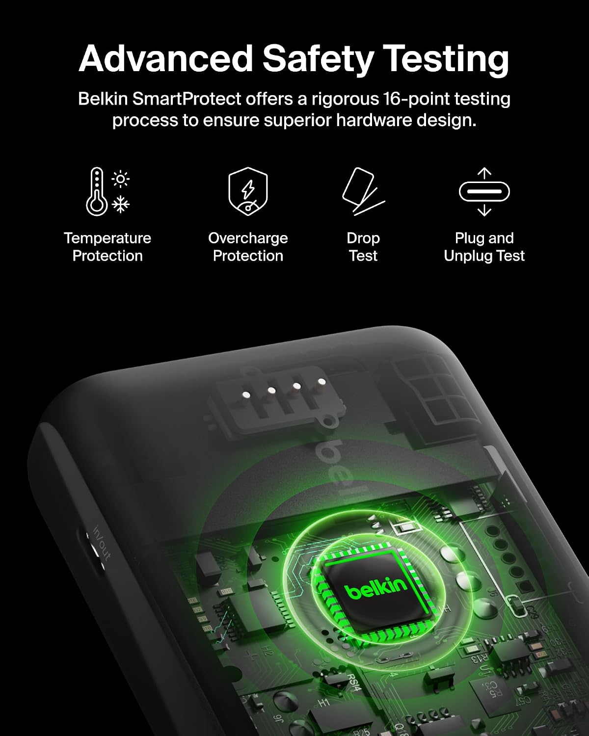 Belkin 10K 23W Portable Charger Power Bank, Integrated USB C and LTG Cables