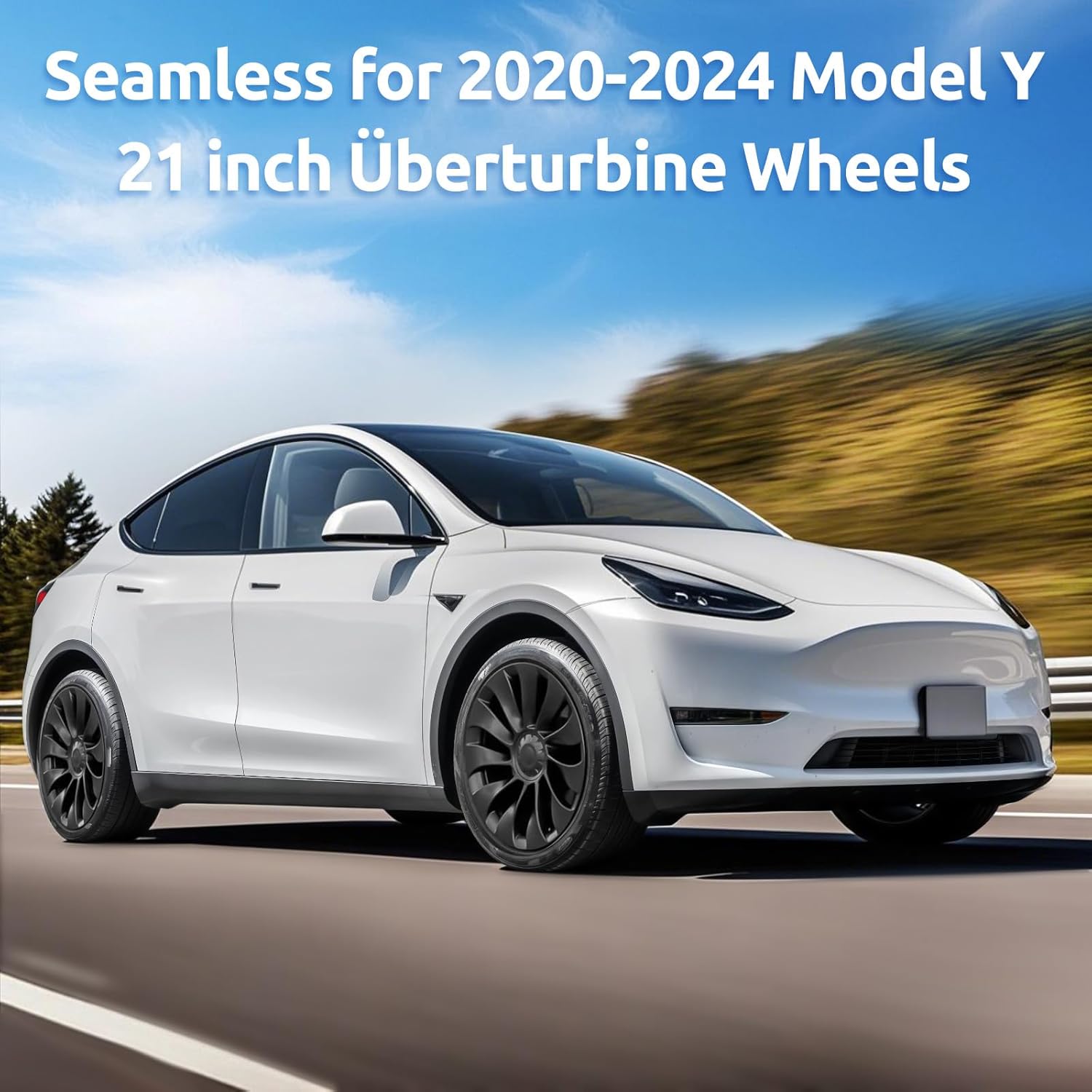 Wheel Rim Protector for Tesla Model Y Performance 21 Inch Überturbine Wheels All-in-one Car Tire Trim Rings Rim Case Hubcaps Wheel Cover 2020-2024 Model Y Accessories