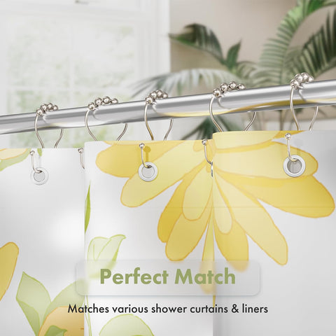 AmazerBath Shower Curtain Hooks, Shower Curtain Rings, Metal Nickel Shower Curtain Hooks Rust Proof, Smooth Glide Double Shower Hooks for Shower Curtain, Shower Rod Hooks 12Pcs