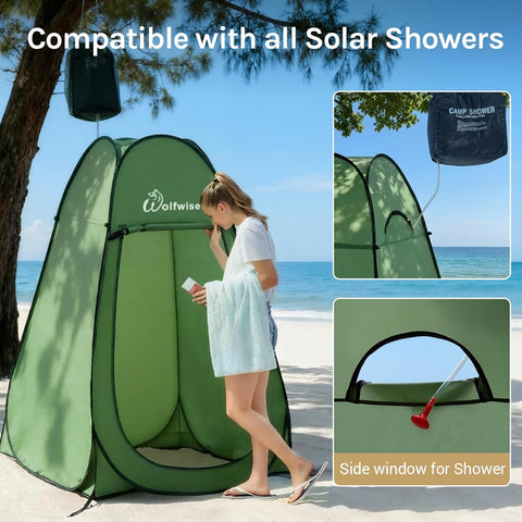 WolfWise Pop Up Shower Tent for Camping Essentials, Compact & Lightweight