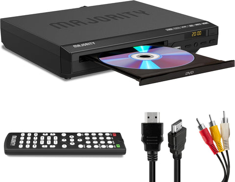 2026 Model HDMI DVD Player for TV | 1080P Region Free DVD-Players for Smart TV | Mini DVD Player with USB, CD & MP3 | HDMI Cable, RCA Cable & Remoted Control | MAJORITY DVD