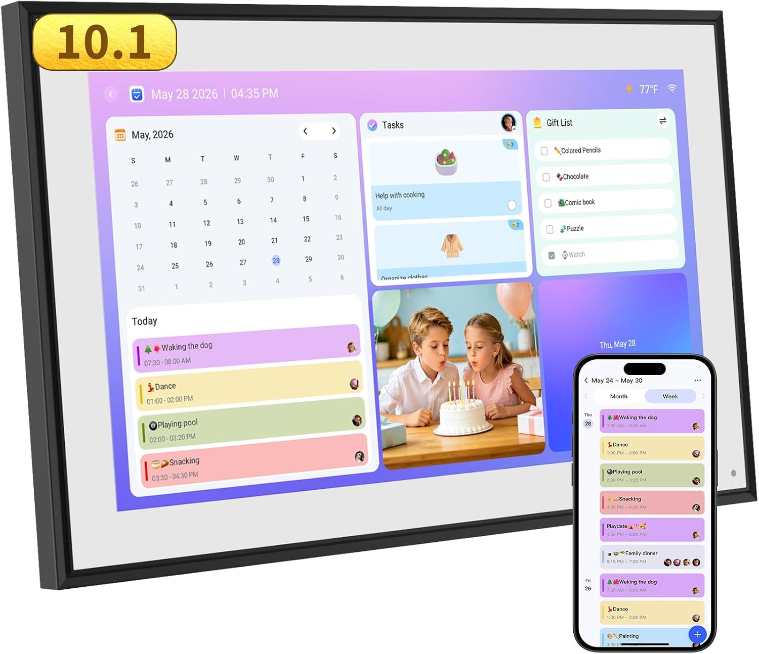 10.1" Smart Digital Calendar with Chore Chart & Touchscreen