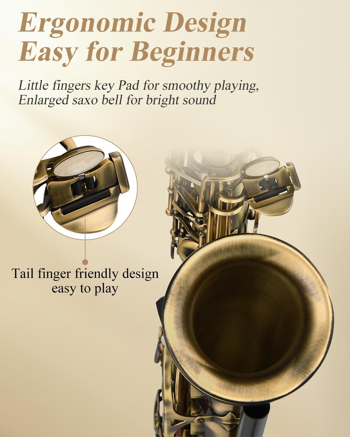 Eastar Alto Saxophone Beginner E Flat, Vintage Bronze Full Kit, AS-II-Ab