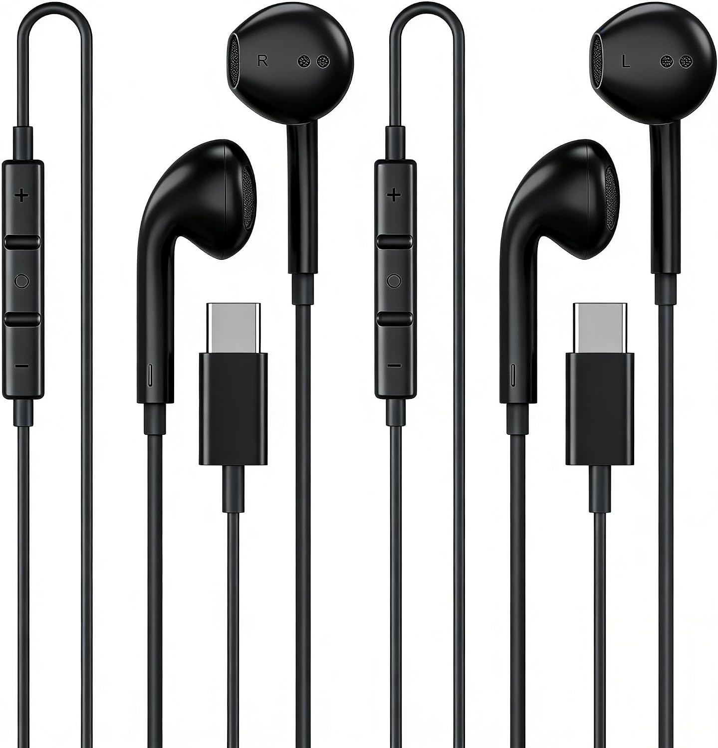 [Apple MFi Certified] USB C Headphones for iPhone 17 16 15 Pro Max 2 Pack
