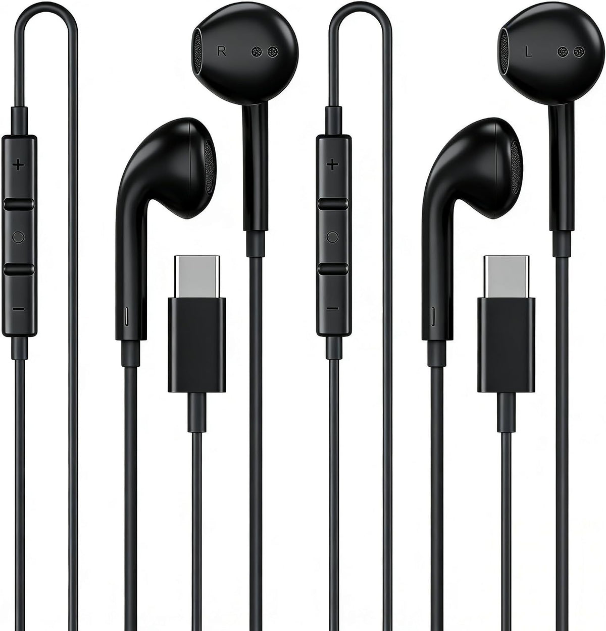 [Apple MFi Certified] USB C Headphones for iPhone 17 16 15 Pro Max 2 Pack