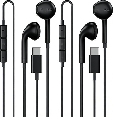 [Apple MFi Certified] USB C Headphones for iPhone 17 16 15 Pro Max 2 Pack