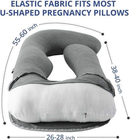 Sasttie Cooling Pregnancy Pillow Cover for 57-inch Maternity Pillow, Gray