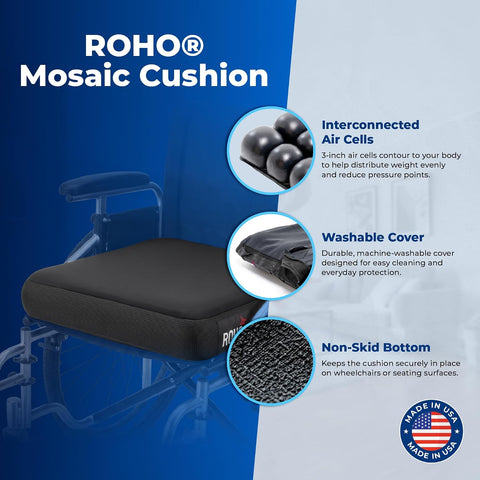 Roho Mosaic Wheelchair Air Cushion, Standard Cover, 18 x 16 Inches
