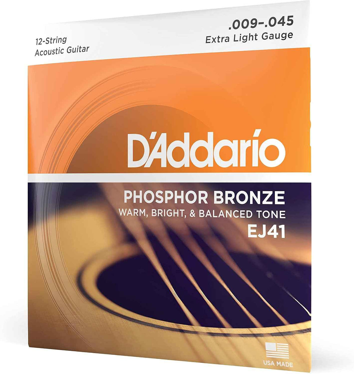 D'Addario EJ41 Phosphor Bronze 12-String Guitar Strings, Extra Light 9-45