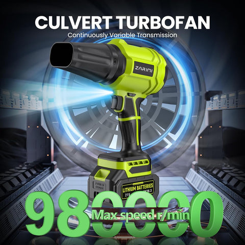 YUQUESEN Cordless Leaf Blower, 980,000 RPM Handheld Leaf Blower with 2 Batteries & Charger, Lightweight Leaf Blowers for Patio, Lawn, Leaves, Dust - Bright Green