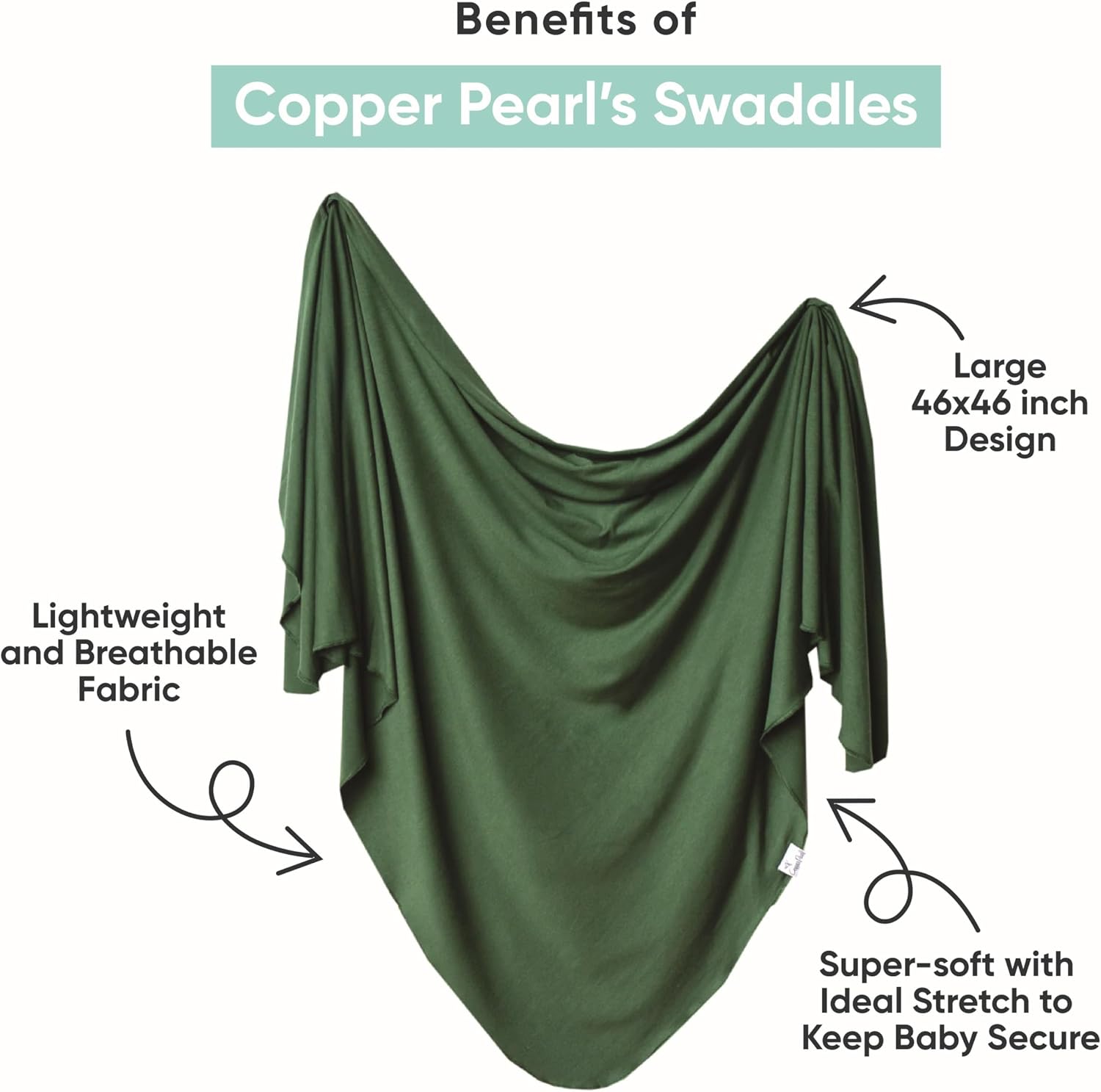 Copper Pearl Swaddle Blankets for Newborns | Soft Stretchy Receiving Blankets for Boys and Girls | Large 46 x 46 Inch Baby Blankets | Lightweight and Breathable Swaddles | Alder