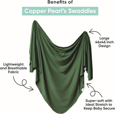 Copper Pearl Swaddle Blankets for Newborns | Soft Stretchy Receiving Blankets for Boys and Girls | Large 46 x 46 Inch Baby Blankets | Lightweight and Breathable Swaddles | Alder