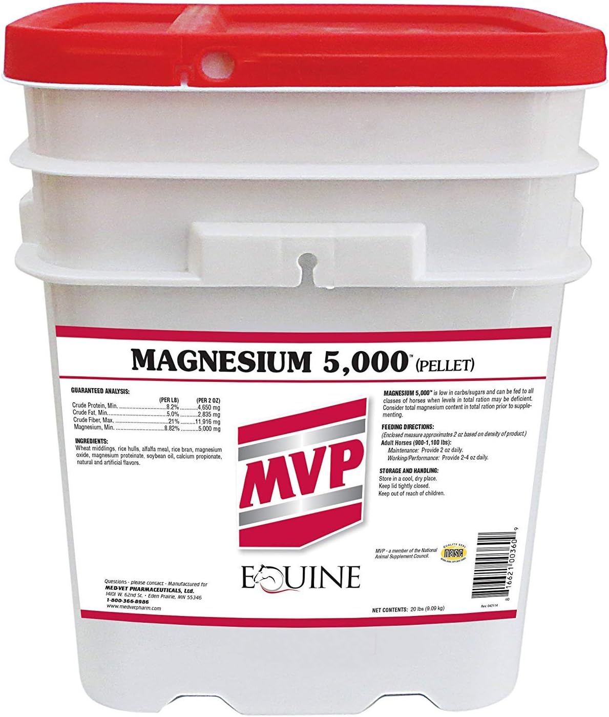Magnesium 5000 (20lb) Calming/Metabolism/Muscle Function Support for Horses