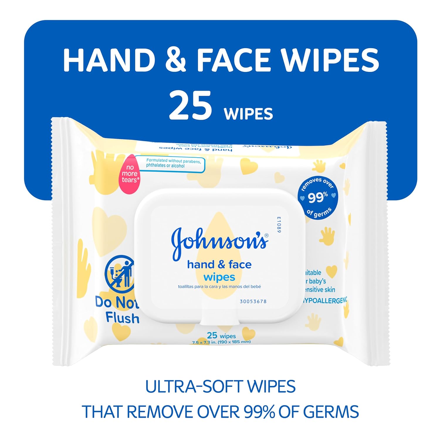 Johnson's Baby Disposable Hand & Face Cleansing Wipes, 25 ct
