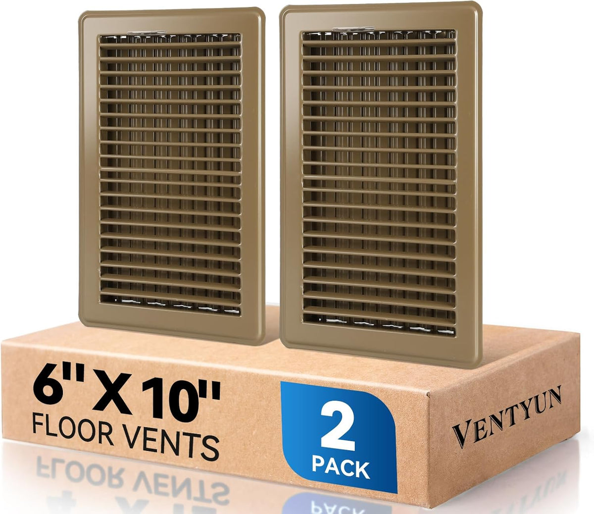 6" x 10" Floor Register Vent Covers 2Pack, Brown Floor Vent