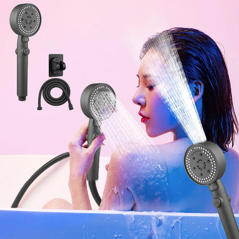 Generic Handheld High Pressure Shower Head, Built in 78in Long Hose And Adjustable Holders, 8 Spray Modes, Body Coverage Powerful Rain Showerhead, Top Spray (Gray)