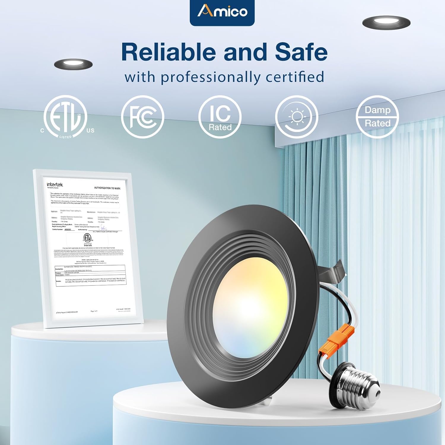 Amico 4 Pack 4 inch 5CCT LED Recessed Lighting, Retrofit Can Lights, Black