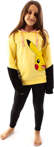 Pokemon Hoodie Girls Kids Yellow Pikachu Hooded Jumper Sweater