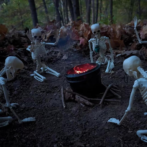 16" Halloween Skeleton Decorations with Movable Joints, 8Pcs