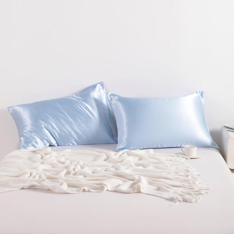 NTBAY Standard Satin Pillowcases, Set of 2, Aqua