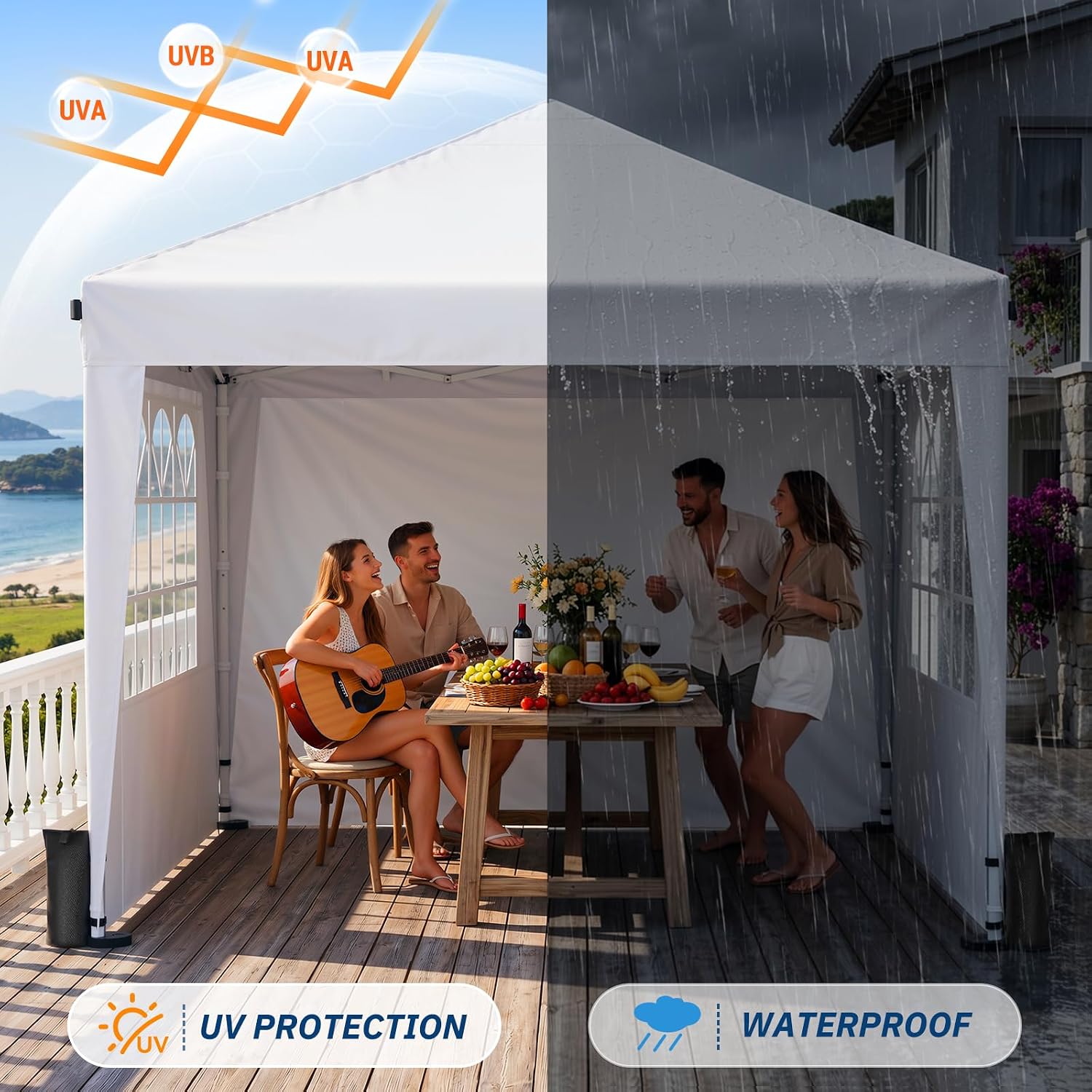 10x10 Pop Up Canopy Tent with 4 Sidewalls, Portable Outdoor Shelter