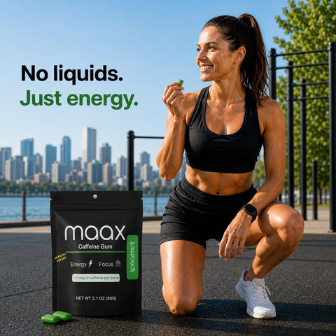 Maax Caffeine Energy Gum | 125mg of caffeine per piece | Spearmint | 40 pieces per bag