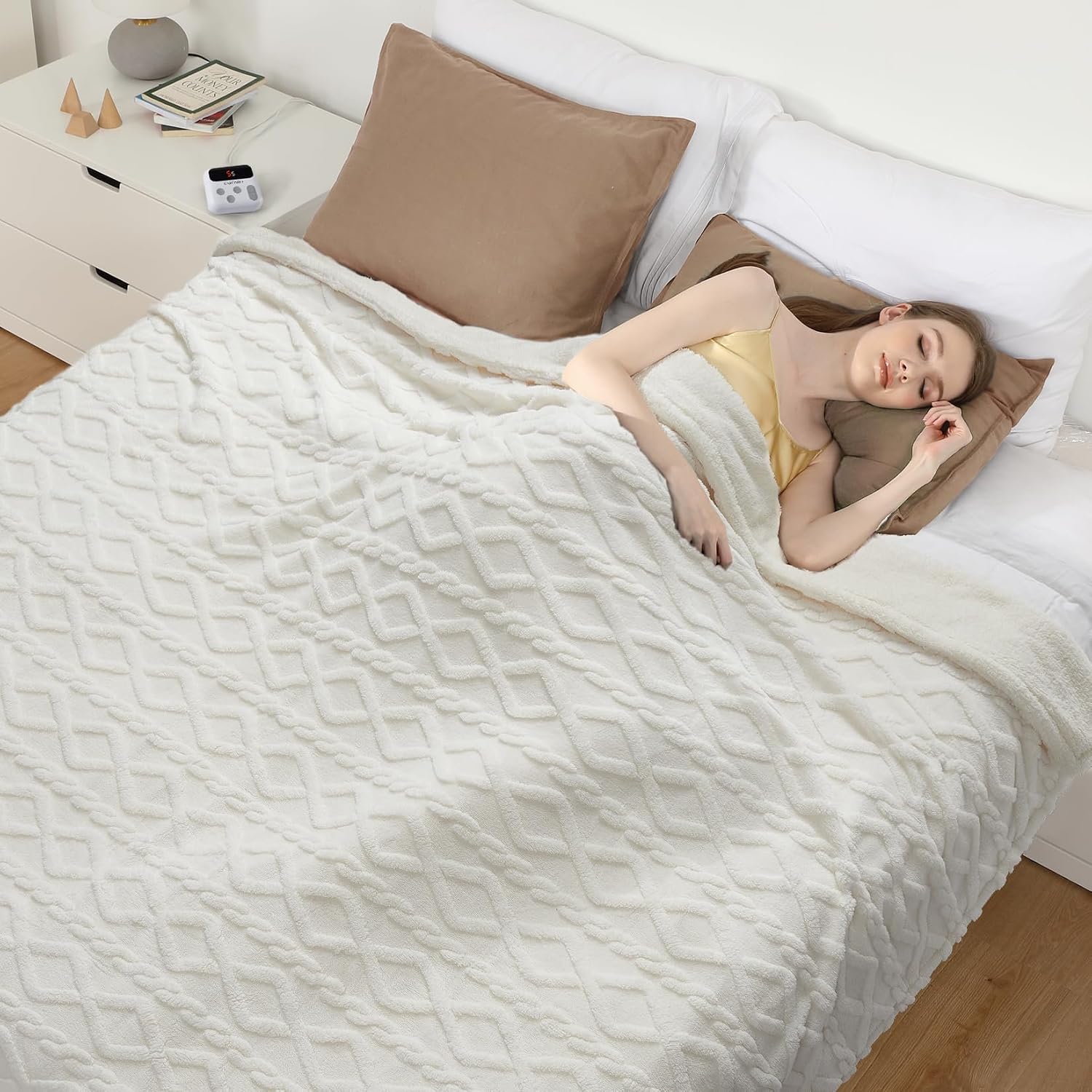 CAROMIO Electric Blanket King Size Dual Control, Heated Blanket King