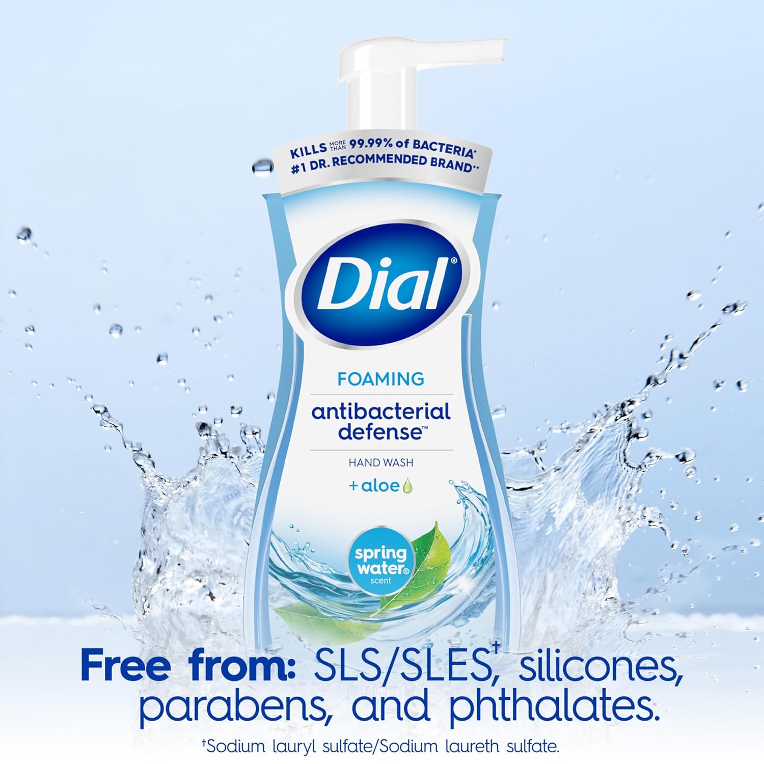 Dial Antibacterial Foaming Hand Soap, Spring Water Scent, 7.5 Fl Oz, 6-Pack