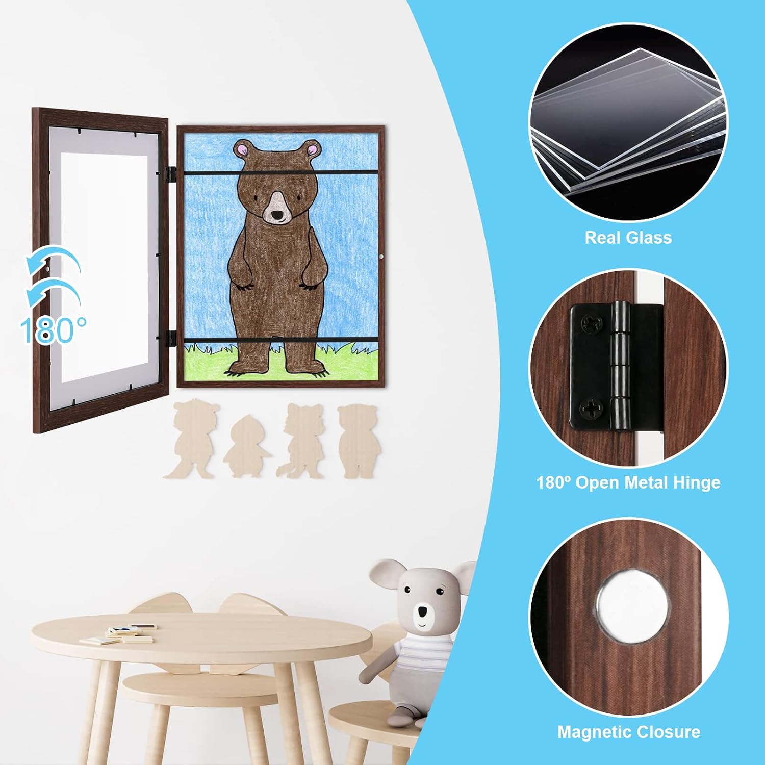 2-Pack Kids Art Frames, 11x14 Front Opening Kids Artwork Frames Changeable, Displays 9x12 With Mat and 11x14 Without Mat, Holds 50 Pcs, for 3D Picture, Crafts, Children Drawing, Hanging Art, Portfolio