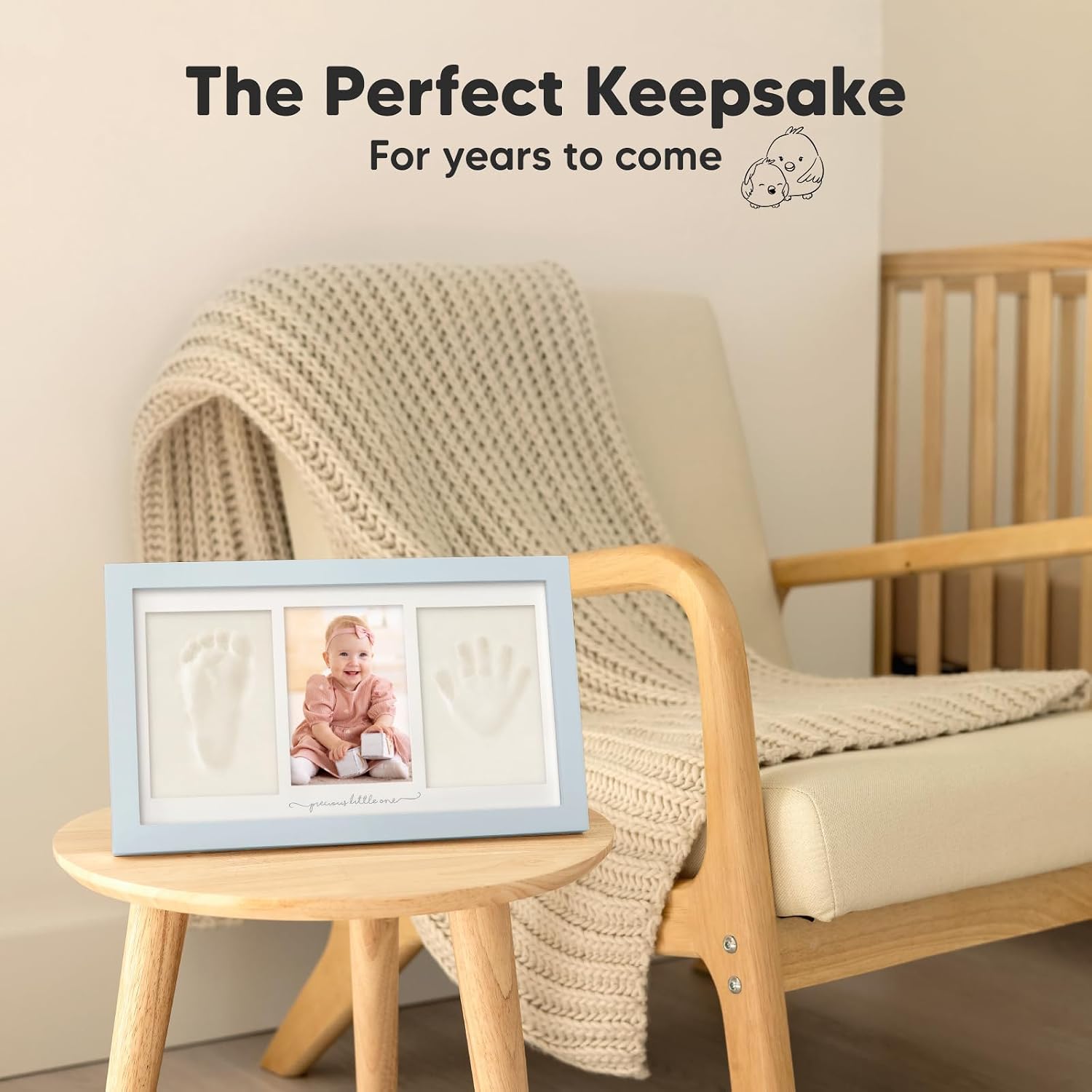 KeaBabies Baby Hand and Footprint Kit, Clay Keepsake Frame (Mist Blue)
