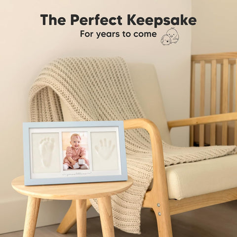 KeaBabies Baby Hand and Footprint Kit, Clay Keepsake Frame (Mist Blue)
