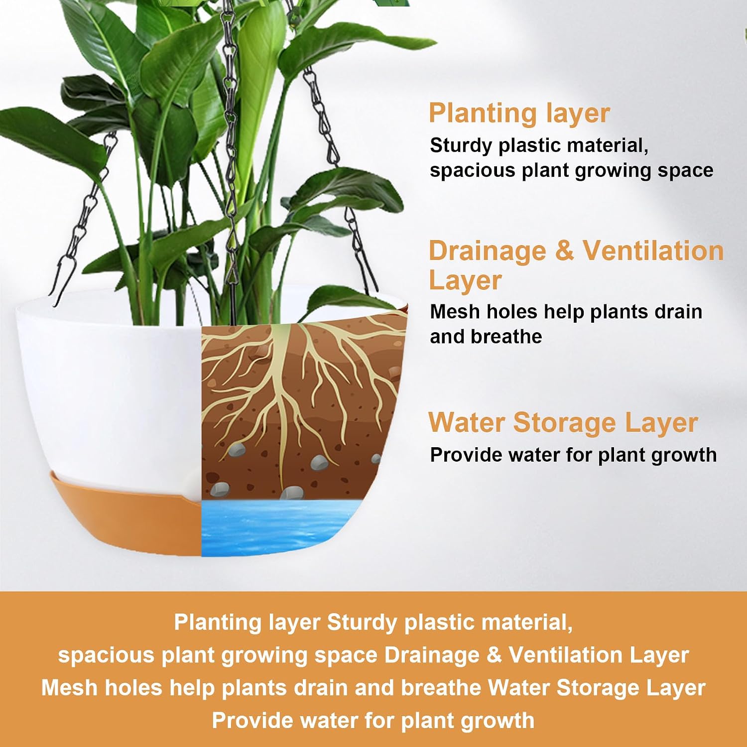 Hanging Planter for Plants Indoor, 8 Inch 4 Pack White/Black/Green/Beige
