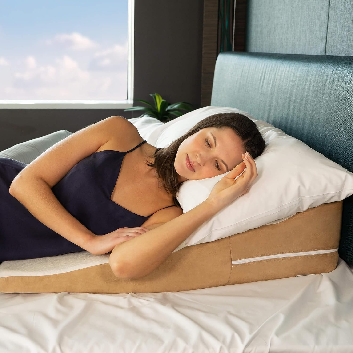 Avana Contoured Bed Wedge 24" Support Pillow with Gel-Infused Memory Foam and Cooling Tencel Cover