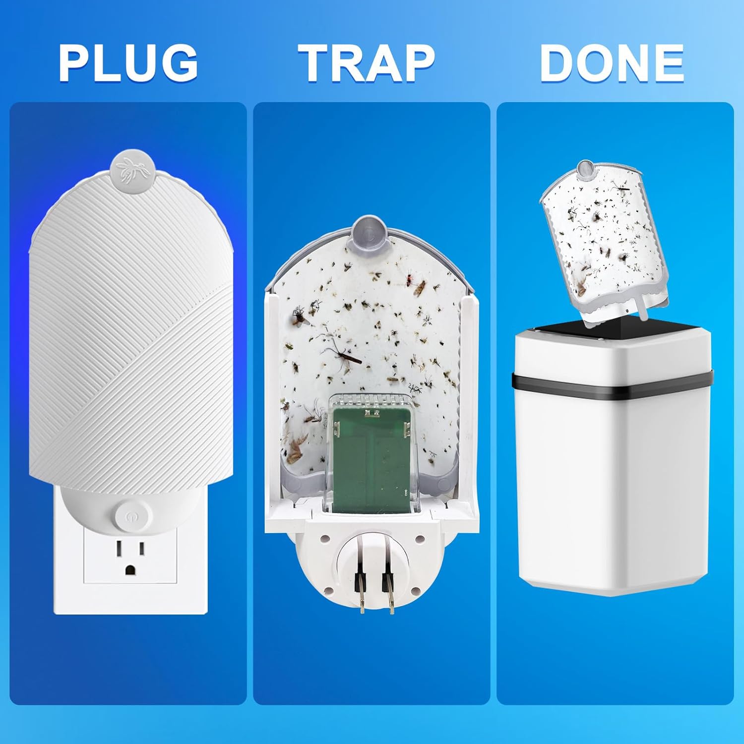 Indoor Flying Insect Trap Kit 2 Plug-in Bases + 6 Refill Cartridges