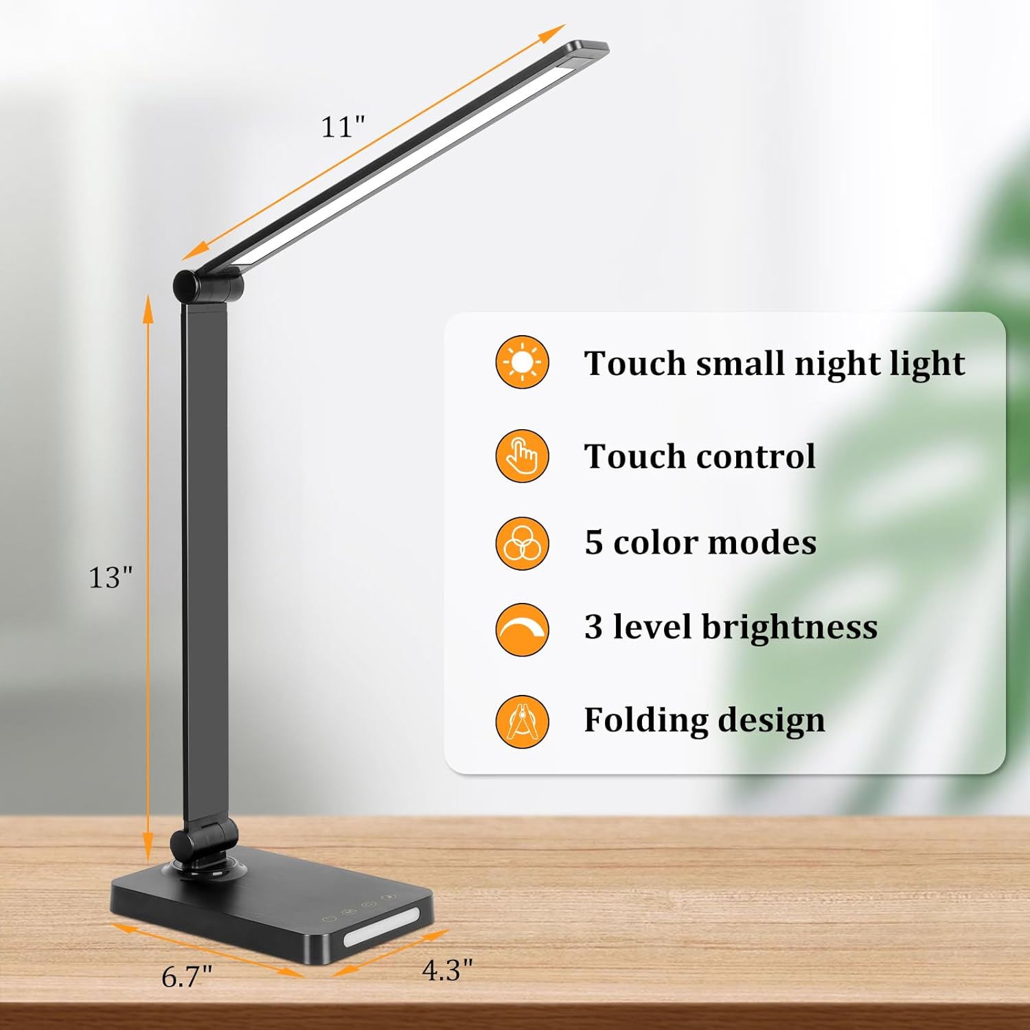 LED Desk Lamp with USB Ports,Touch Desk Lamps for Home Office with 5 Modes