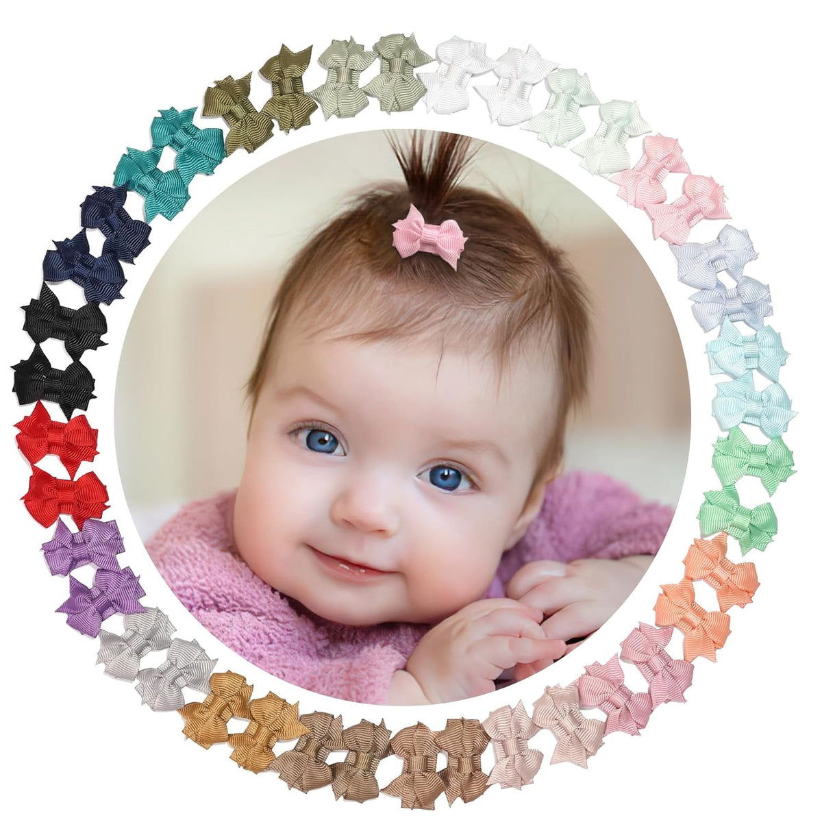 DED 40PCS 1.4" Baby Girls Mini Bow Snap Clips for Infants Toddlers