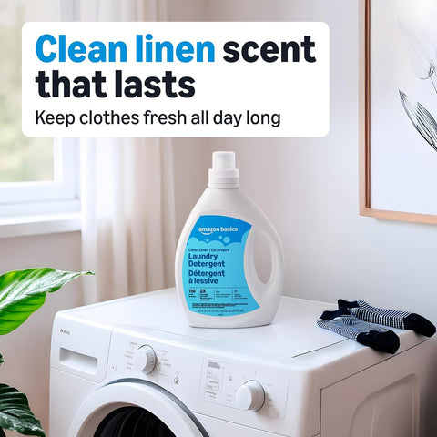 Amazon Basics Concentrated Liquid Laundry Detergent, Clean Linen, 110 loads, 82.5 Fl Oz, Packaging May Vary