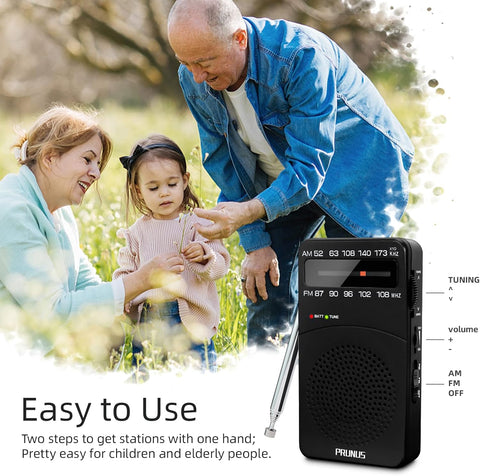 PRUNUS J-166 Portable Radio AM FM, Battery Operated Radio