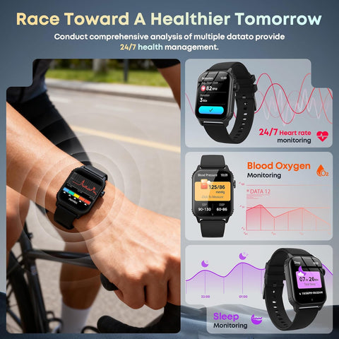 Smart Watch for Men, 120+ Sports Modes Smartwatch with 1.83" HD Touchsreen, Sleep Monitor, IP67 Waterproof, Bluetooth Call & Music Control Fitness Watch for iPhone/Android (Black)