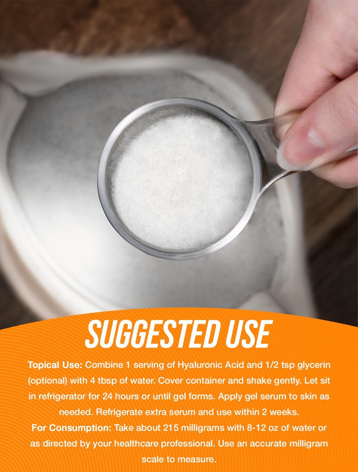 BulkSupplements.com Hyaluronic Acid Powder - as Sodium Hyaluronate, Hyaluronic Acid Supplements - Food Grade, Gluten Free - 215mg per Serving, 500g (1.1 lbs) (Pack of 1)