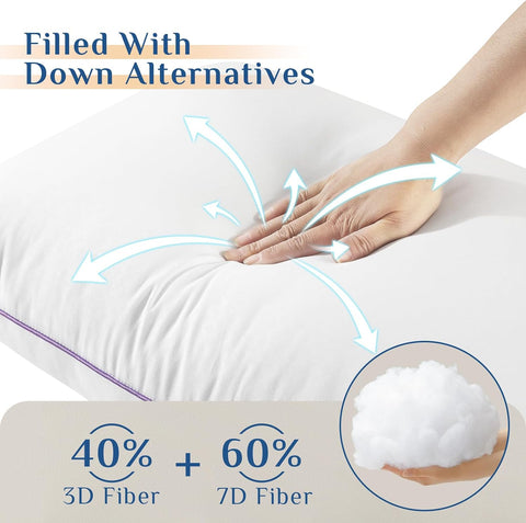 JOLLYVOGUE Firm Pillows Queen Size Set of 2, Supportive Bed Pillows with Oeko-Tex Certified Down Alternative Fill, Luxury Hotel Quality for Back, Stomach and Side Sleepers