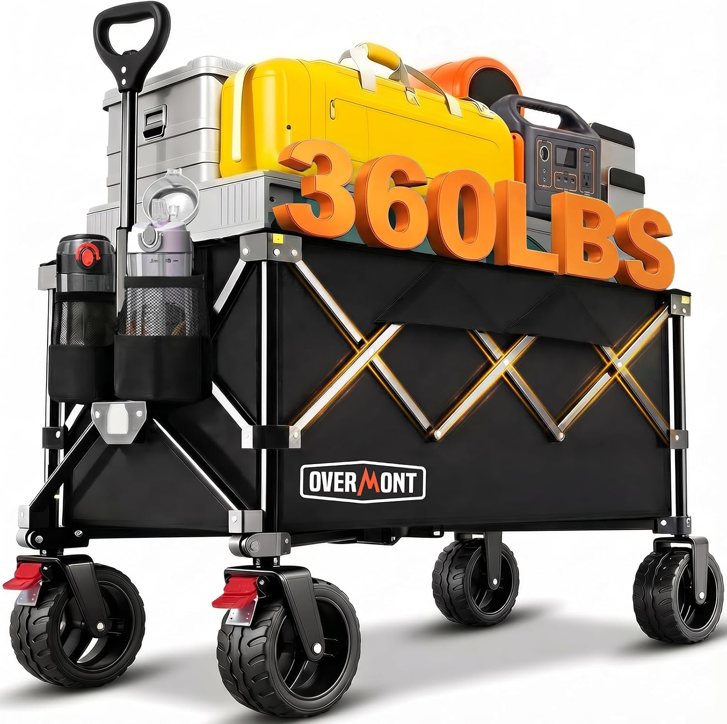 Overmont Ultra-Compact Collapsible Wagon Cart - 200L Utility with Big Wheel