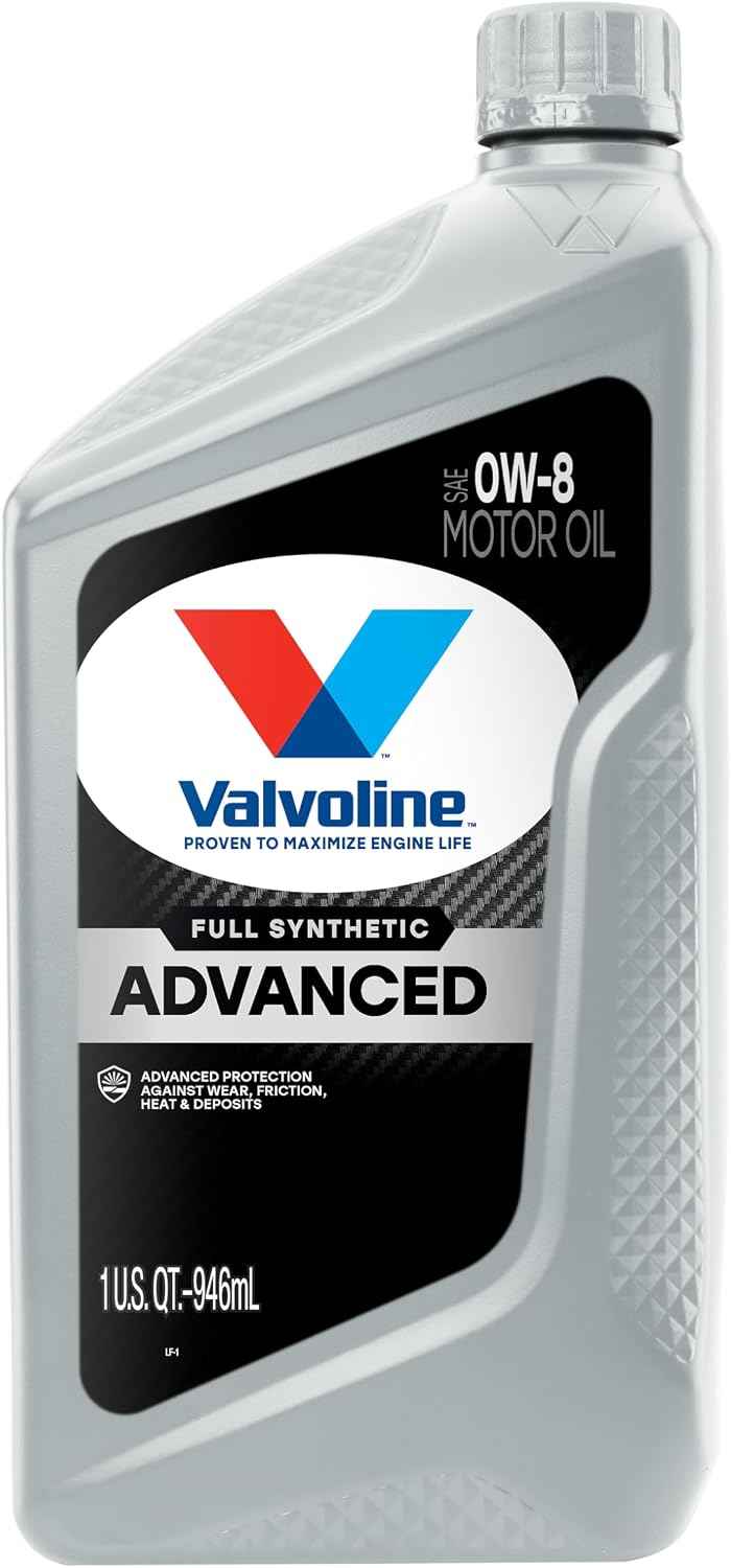 Valvoline Advanced Protection 0W-8 Full Synthetic Motor Oil 1 Quart, Pack of 6